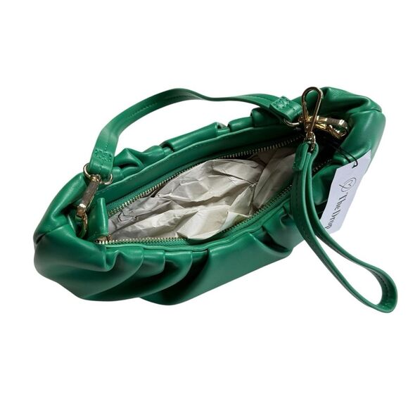 The Drop Ulla Ruched Convertible Bag Clutch Ultramarine Green NWT - Picture 7 of 16